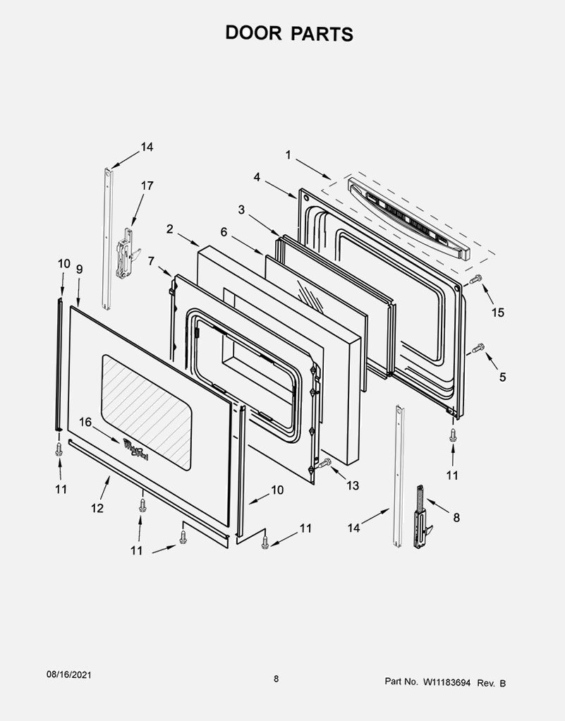 Whirlpool WPW10299224 Range /Oven Door Hinge (Active) Replaces W10299224