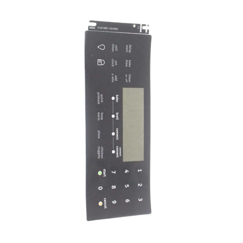 Frigidaire 316419821 Range Oven Membrane Switch Black OEM Replaces 1513359