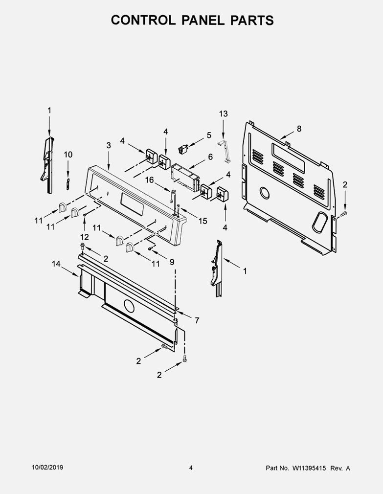 Whirlpool W11122536 Range /Oven Control Board Replaces W10424884