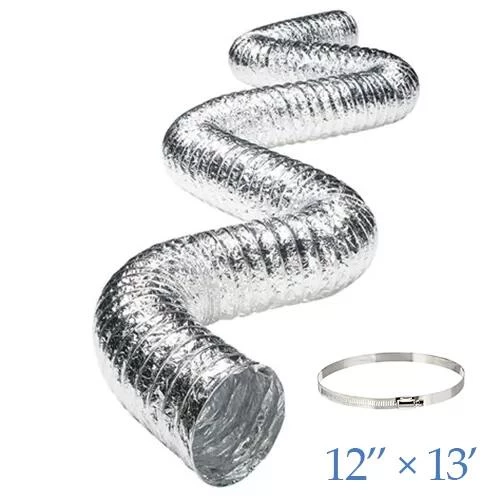 AlorAir® Aluminum Foil Inlet Duct with a Diameter of 12 in and 13 ft Long for Dehumidifier AlorAir