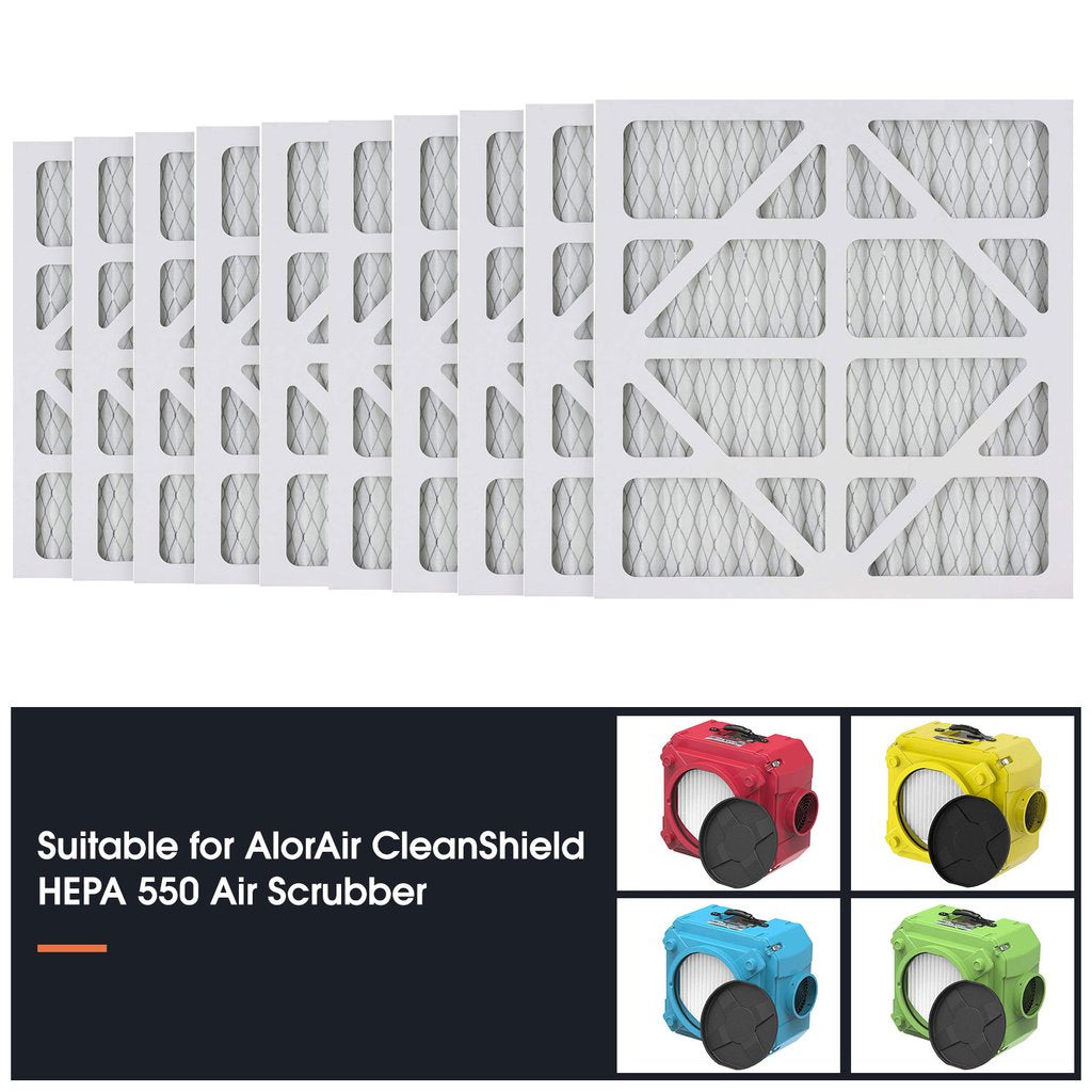 AlorAir® MERV-10 Filter Replacement Set for Cleanshield Hepa 550 Air Scrubber (Pack of 10) AlorAir