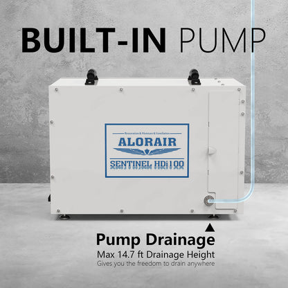 AlorAir Sentinel HDi100 Commercial Dehumidifier with Pump, 220 Pints Whole Homes Dehumidifier for Crawl Spaces, Basements, up to 2,900 sq. ft. 5 Years Warranty, cETL, Optional Remote Monitoring AlorAir
