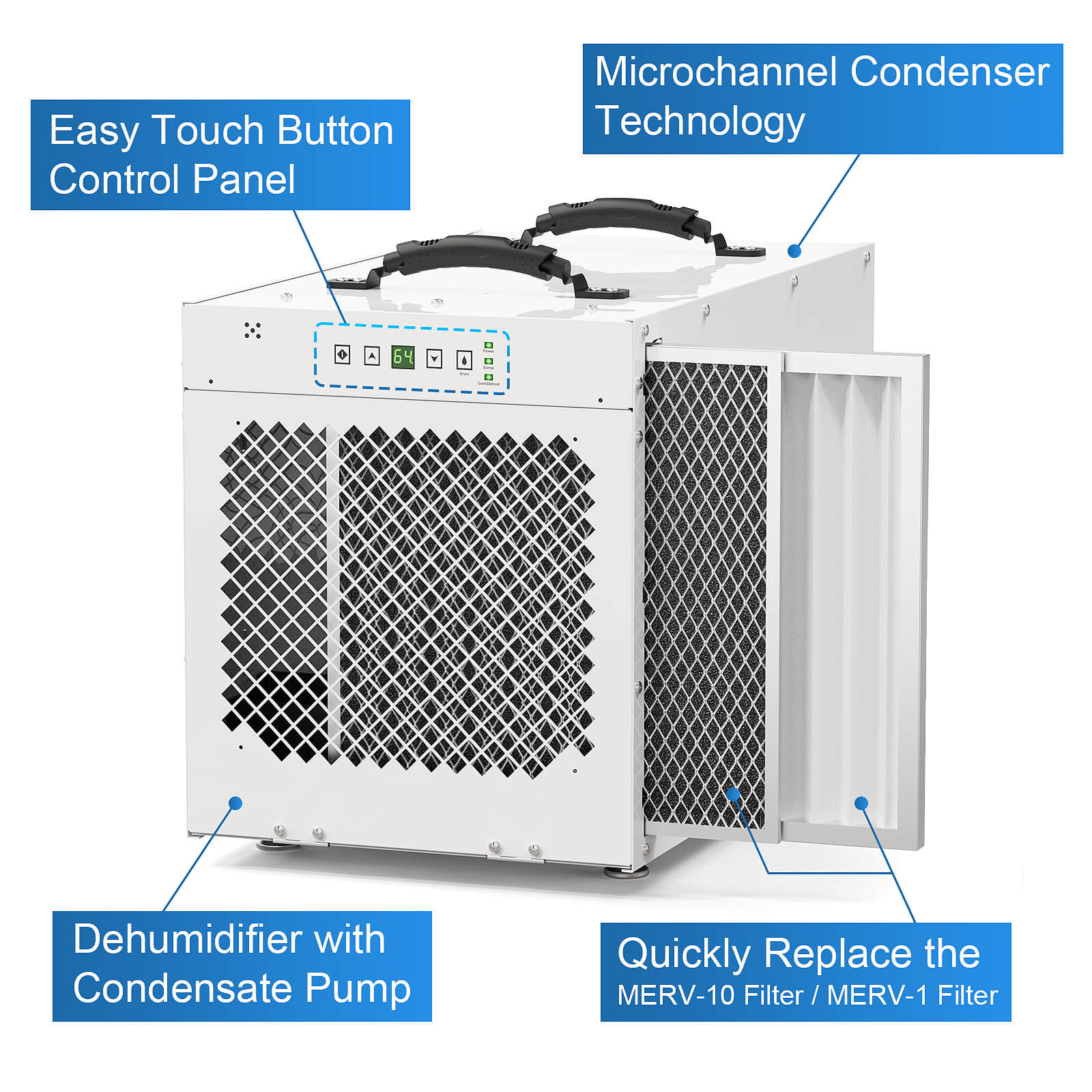 AlorAir Sentinel HDi100 Commercial Dehumidifier with Pump, 220 Pints Whole Homes Dehumidifier for Crawl Spaces, Basements, up to 2,900 sq. ft. 5 Years Warranty, cETL, Optional Remote Monitoring AlorAir