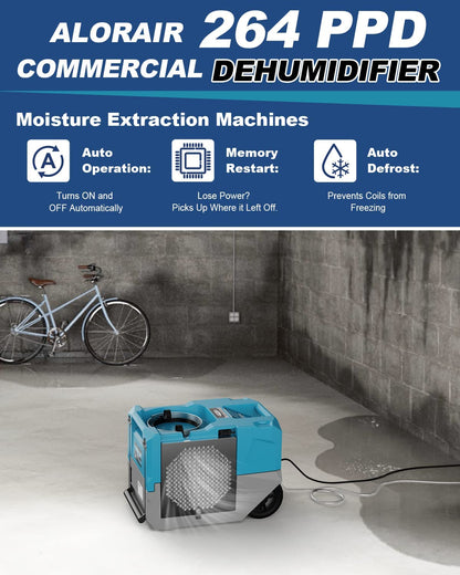AlorAir Storm LGR 1250 Industrial Commercial Dehumidifier with Pump, 125 PPD AHAM, Compact, Portable, or Homes and Job Sites AlorAir