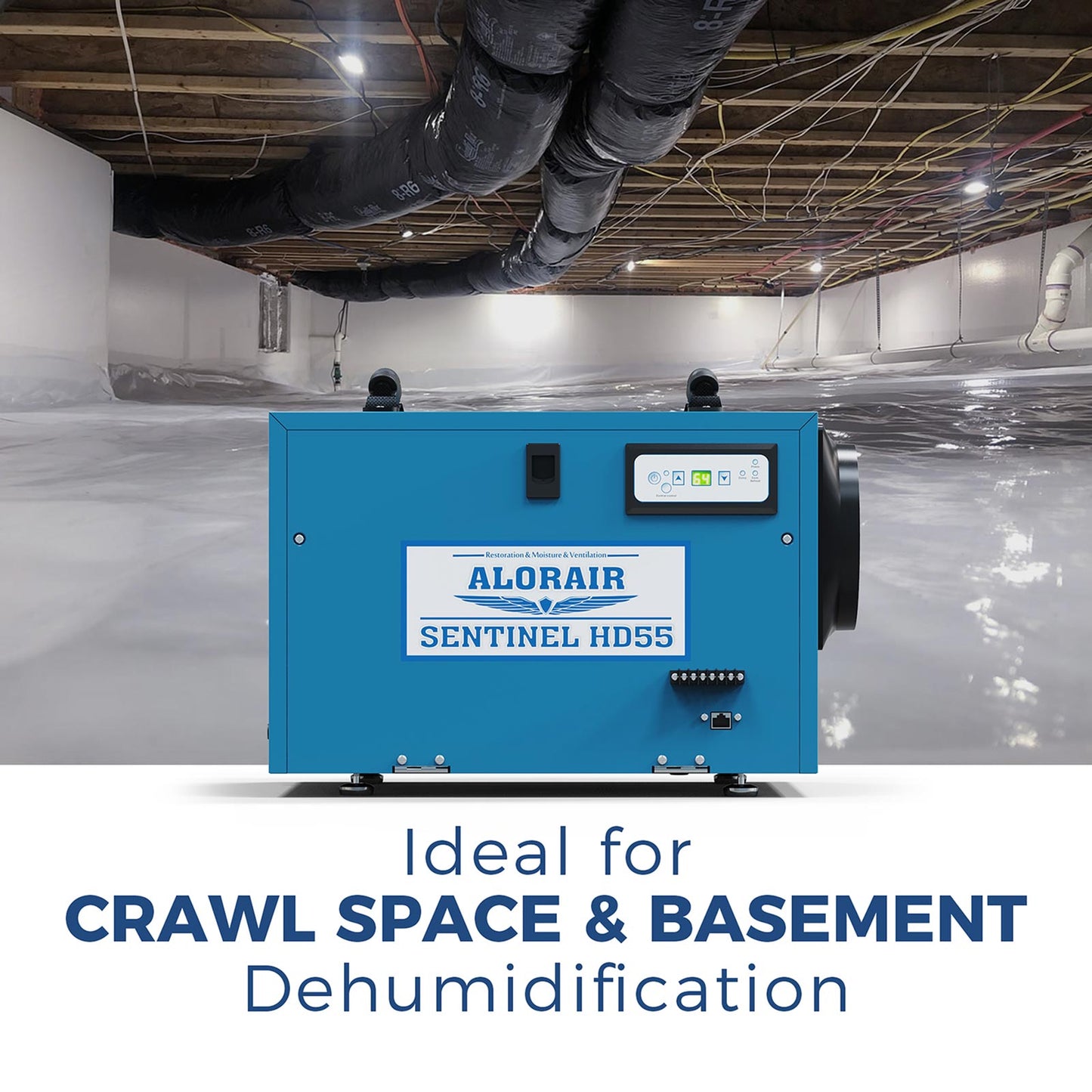 AlorAir Sentinel HD55 Commercial Dehumidifier 113 PPD, with Drain Hose for Crawl Spaces, Basements, Industry Water Damage Unit, Compact, Portable, Auto Defrost, Memory Starting, 5 Years Warranty AlorAir