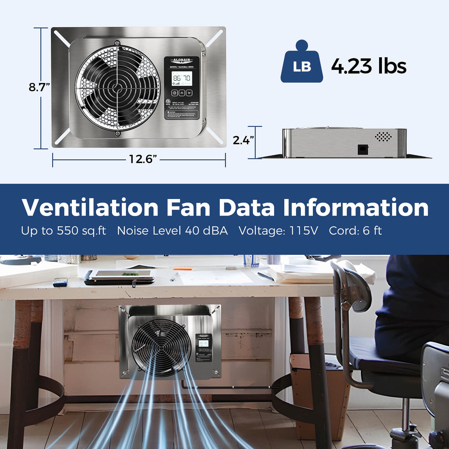 ALORAIR® VentirMax 300SD Ventilator Fan, IP55 Rated Exhaust Fan with Timing Cycle, Speed Control for Crawl space, Attic AlorAir